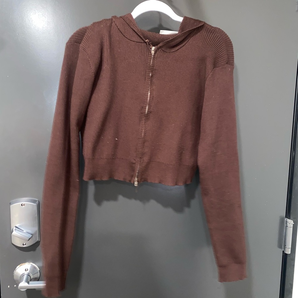 *SOLD* Daisy Street Brown zip up knit cardigan - Picture 2 of 5